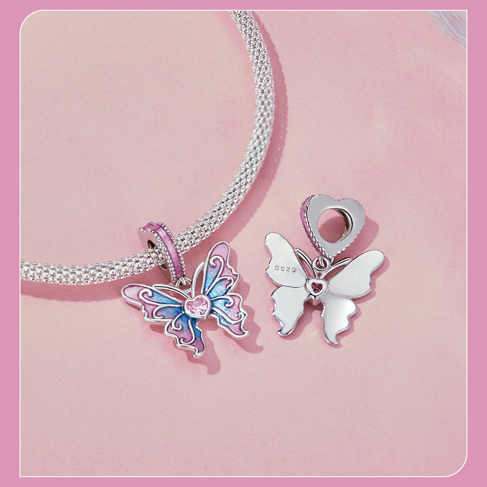 Dazzling Pink Butterfly Charm